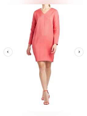 Natori Scroll Jacquard Dress WITH POCKETS Coral Size XL NWT